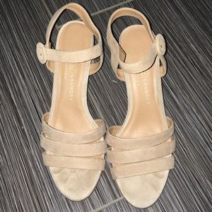 Chinese Laundry Beige Suede Strappy Block Heel Sandals
